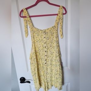 Pastel yellow floral romper/overalls